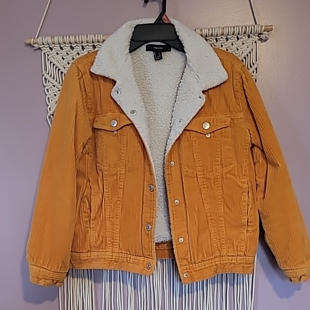 Orange Corduroy Jacket with Sherpa Lining